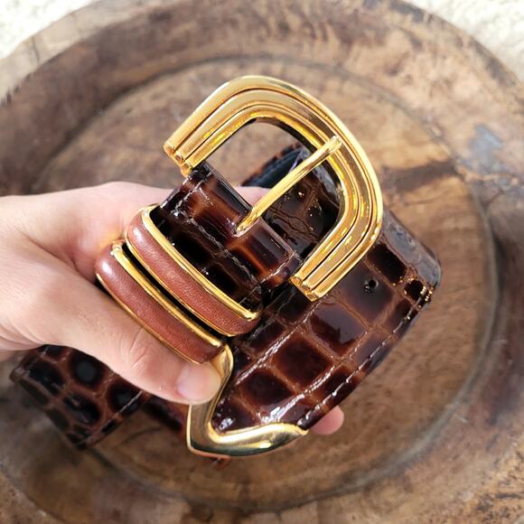 Cache Accessories - Vtg Faux Croc Embossed Belt Cache St. Maarten Sz S